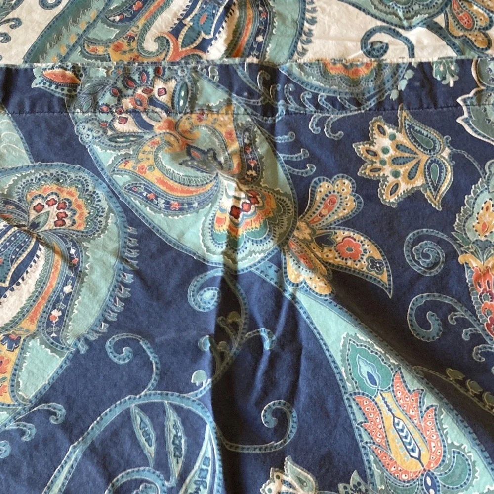 Pottery Barn Paisley Print Pillowcase Pillow Cover Set 23x28 Blues Green Orange